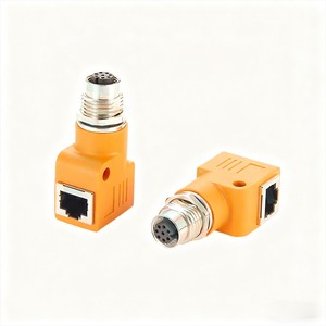 GSEE GSEE-0655 PVC Housing Cable 8-Pin M12 Female RJ45 Feedthrough Adapter IP67 Gold-Plated Contacts Industrial Ethernet