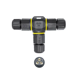 M20 T Type 2 3 Pin 10mm Copper Contact Nylon Housing IP68 Waterproof Electrical Wire Connector for LED Lighting