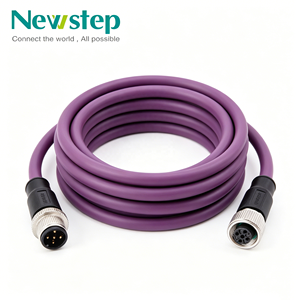 DeviceNet CANopen M12 a Coded 5 Core Purple Shielded Cable Male to Female IP67 for Fieldbus Communication