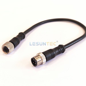 M12 a Coded 5 Pin Male to Female Actuator Sensor Electrical Shielded Cable Wire Harness for Industrial Control Automation Device
