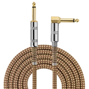 Wireless Audio Video Guitar Cable Male-Male Gold-Plated Plug 6.35 mm Flower-Shaped Braided Nylon/PVC Foil Shielded Silent