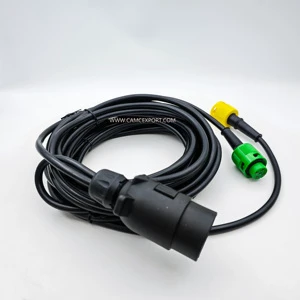 CAMC Brand Auto Parts 7 Pin Flat Trailer Plug Yellow and Green Dual Color 24 Volt Base Trailer Cable