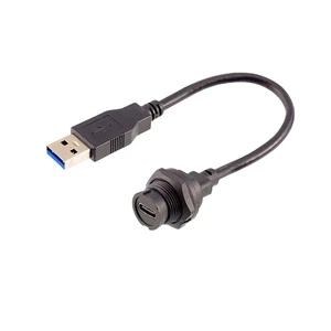 TYPE C Waterproof Wire Cable Connector USB3.0 Snap-on Panel Female Chassis 3.1 Male Data Cable IP67 Aviation Plug
