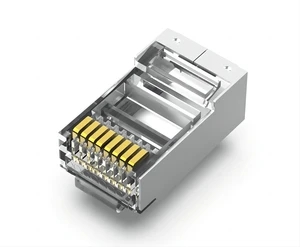 ZHEFAN RJ45 Cat5 Shielded Crystal Head Network Wiring Through Hole Trigeminal Gold-plated CAT5 Connector