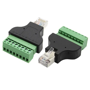 RJ45 to Screw Terminal Block 8P Connector Ethernet RJ45 Male to 8 Pin Screw Terminal Network Adapter Cable for CCTV DVR