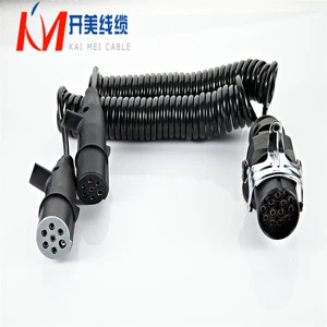 Spiral 24V ABS Flat Cable 15-core to 7-core EBS Cable Assembly with Copper Conductor PVC/TPE Insulation