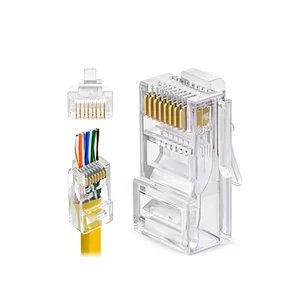 Mindpure Shielded Gold Plated Male Crystal Head 6U RJ45 Connector 100/1000 Base-T 1000pcs/bag Plug 5e Ethernet LAN Network Cable