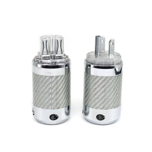 Electrical Jack XSSH Hi-end US Version Carbon Fiber Rhodium Plated DIY HIFI 3Pin Industrial Power Plug IEC Connector 15A Fuse