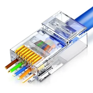 OEM/ODM Manufacture of High Quality RJ45 Gold Plated Cat6 Pass Through Connector Modular Plug Ethernet Cat5e Cat6 RJ45 Connector