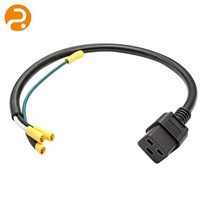 Custom IEC C19 Female Power Cord Open End Yellow Spade Terminal OFC Copper New Energy Storage Robots Automation Equipment