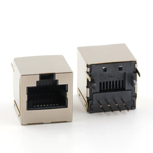 Vertical Single Port RJ45 Connector Dip Type 8 Pin RJ45 Ethernet Female Connector