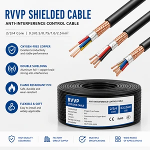 Factory RVVP Shielded Control Cable Anti-Interference Copper Conductor Signal Wire 2 3 4 Core 0.3 0.5 0.75 1.0 2.5mm2