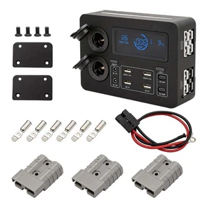 Updated 12V Mini USB Power Distribution Box with 100W Fast Charging 100% Rocker Switches Power Control Box