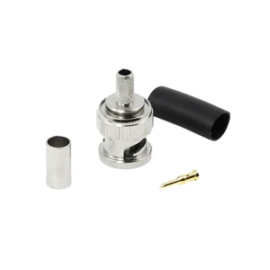 Factory Supply RF Coaxial Connectors BNC Male Plug Straight Type Copper Material Crimp for RG58 RG223 RG142 LMR195 LMR200 Cable