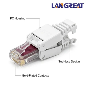 Cat6 UTP Tool Free RJ45 Field Termination Plug No Crimp 1Gbps 250MHz Snap Open Body CE RoHS ISO9001 OEM ODM