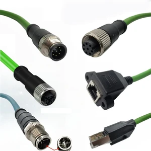 M12 Connector a X D Code 4 8 Pin to RJ45 Plug Profinet EtherCAT Ethernet Cat6 Cable Assembly Shielded Wire Harness for Cognex