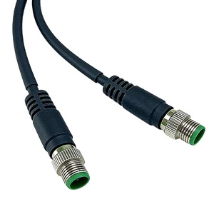 M12 Cable Wire Ethernet 90 Degree M12 Female to Scsi 8p Male Cable Connector Wiring Harness for Industrial/Commercial/LED Black