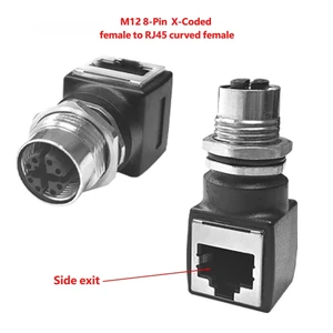 M12 4-Pin D-Coded / 8-Pin A-Coded / X-Coded to RJ45 Ethernet Connector Adapter, Male & Female M12 Socket