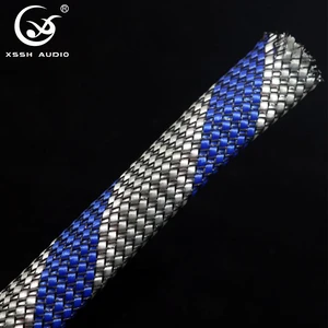 12mm Woven Braided Spiral Wrapping Rayon Nylon Cotton Sleeve HIFI Cable Protector Multi-Color Flexible Wire Sleeve OEM Cable