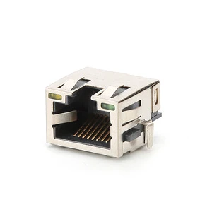 RJ45 Connector High Temperature Gold-plated 8P8C LED Light Copper Contact Nylon Bullet Network Signal Transmission Female Socket