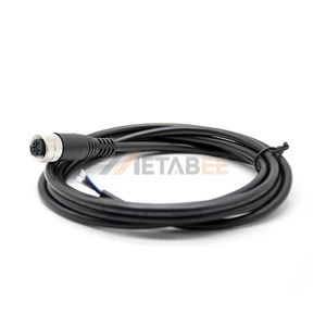 M12 4 Pin Shielded Cable Female A Coded Connector Molded AWG22 Wire Industrial Sensor Cordset Waterproof EMI Resistant Assembly