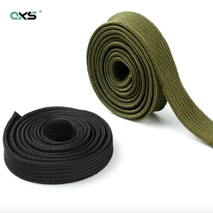 Millet Military Green Nylon Polyester Woven Mesh Tube Wear Resistant Encrypt Mechanical Wire Harness Flame Retardant Road