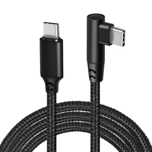 Nylon Braided Type C To Type C L Shaped Fast Charging Cable 5 Ft For Cell Phone And Devices