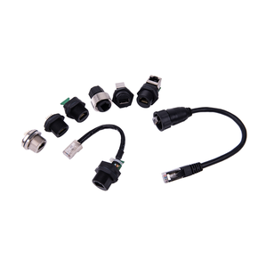 RJ45 Cat5e 1 Gbps IP67 Waterproof Shielded 2 Points Lock Panel Mount Connector with PCB Dip Pin for Ethernet