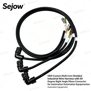 OEM Custom Multi Core Shielded Industrial Wire Harness with 90 Degree Right Angle Elbow Connector for Automation Equipment