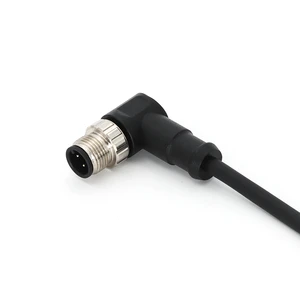 KRONZ 10 M Pre-Assembled Connector Angled PVC Black Shielded Assembly M12 4 Pin Male Circular Connectors