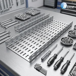 PreCut Easy Assemble Steel Wire Mesh Ladder Type Ventilated Trunking Cable Tray System Low Cost Solution Electrical Projects