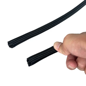 PET Polyester Expandable Braided Sleeving Wrap Cable Management Black Braided Cable Sleeve Automotive Industrial Wiring Protect