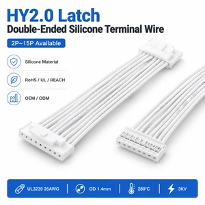 HY2.0 Locking Buckle Dual-head Tinned Copper Terminal Wire Harness 2P 15P Optional UL3239 for 26AWG Wire JST/Molex