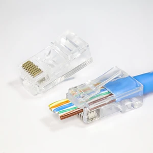 EZ Pass Through RJ45 Connector Cat5e 8P8C Modular Plug Easy Wire Insertion for Network Cables
