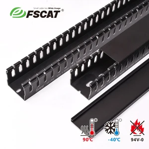 FSCAT Gray PVC Wiring Duct 2m UL-94V0 Flame Retardant Slotted Cable Trunking Factory Price Custom Size Free Sample