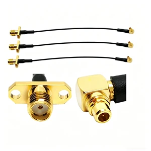 MMCX Male Right Angle 90 to SMA Female Jack 2-Hole Flange Panel Mount 1.13mm /1.37mm RG1.13 RF Coaxial Extension Pigtail Cable