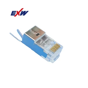 Professional EXW High Quality Rj 45 Cat6a Stp Shielded Cat7 Gold Plated Rj45 8p8c Plug Rj45 Cat6a Connector