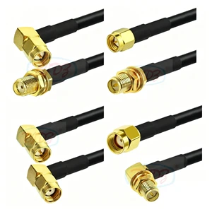 RP/SMA Male to SMA Female Bulkhead 90 Degrees Low Loss RG316 RG58 LMR195 LMR200 LMR240 5D-FB RF Antenna Extension Pigtail Cable