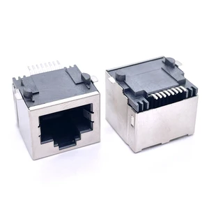 LED Network RG45 Female RJ45 Ethernet Connector 8p8c PA46 Polyester Housing Yellow/Green LED Vertical for PCB Applications
