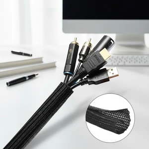 PET Expandable Braided Cable Sleeve, Flame Retardant Abrasion Resistant for Wire Harness Protection, Custom Sizes