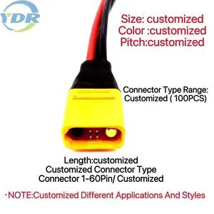 YDR Durable High Current Tin Plated Copper Wiring Harness Adapter Connector 1m Length 220V-600V Rated Custom Design Signal Pin
