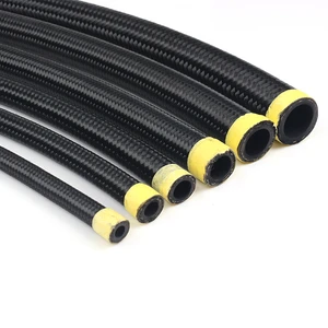 New Multiple Size Stainless Steel Braided Black Nylon NBR/CPE Oil Hose AN4 AN6 AN8 AN10 AN12 AN16 OEM