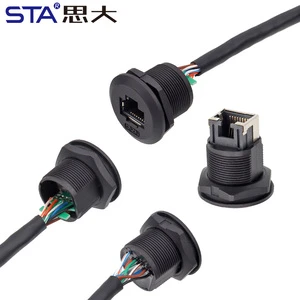 EP Industrial Control Chassis CAT6 Network Port Female RJ45 Aviation Plug Waterproof Network Cable Adapter Panel Extension Cable