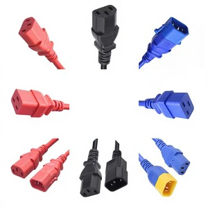 IEC 320 C13 C14 C19 C20 C21 250V Blue/Red/Black Power Cable PDU Connection Locakble Extension Cord For Data Center Server Rack
