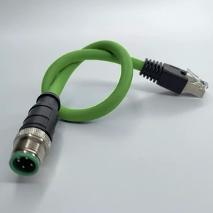 IP67 Custom M12 A-Coded 4 Pin Male RJ45 Connector Industrial Profinet Ethernet Cable Assembly Double Shielded Wire Harness