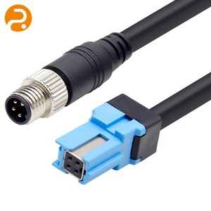 M12 4 Pin Male Industrial RJ45 Female Nylon Waterproof Network Wiring Harness 1m Length For Automation Sensor Machine Vision