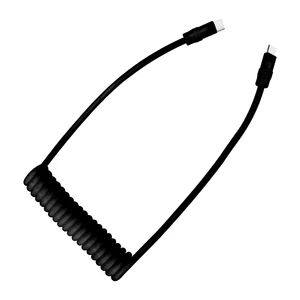New Spring Coiled Spiral Curly Soft Liquid Silicone Aluminum Type C USB PD60/100W USB-C to Type-C Data Charging Cable for Phone