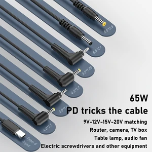 USB Type-C to DC 5V/9V/12V/15V 3A Fast Charging PD Cable with PVC Jacket 1.5m for Mobile Phone Energy Storage & Electric Tools