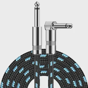 1.5M Electric Guitar Cable Braided 1/4 Foot Jack 90 Degree TS 6.5mm Audio Mono Cable Bass Box Audio Cable