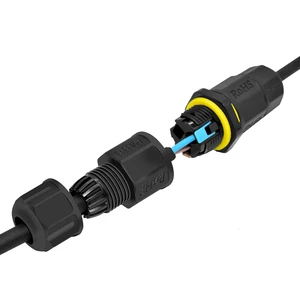 Screwless 16A IP68 Waterproof Power Lighting Cable Connector with 2 Pin Circular Design